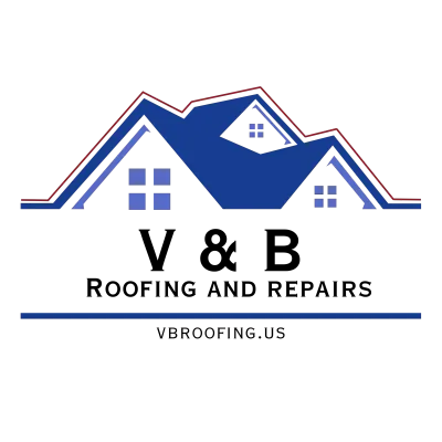V&B Roofing and Repairs logo with a blue roofline mark